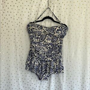 Alisha Levine Blue and White One Piece Swimsuit